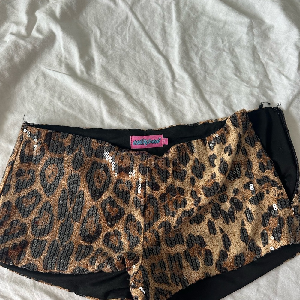 Edikted micro mini shorts cheetah sequin size medium worn once